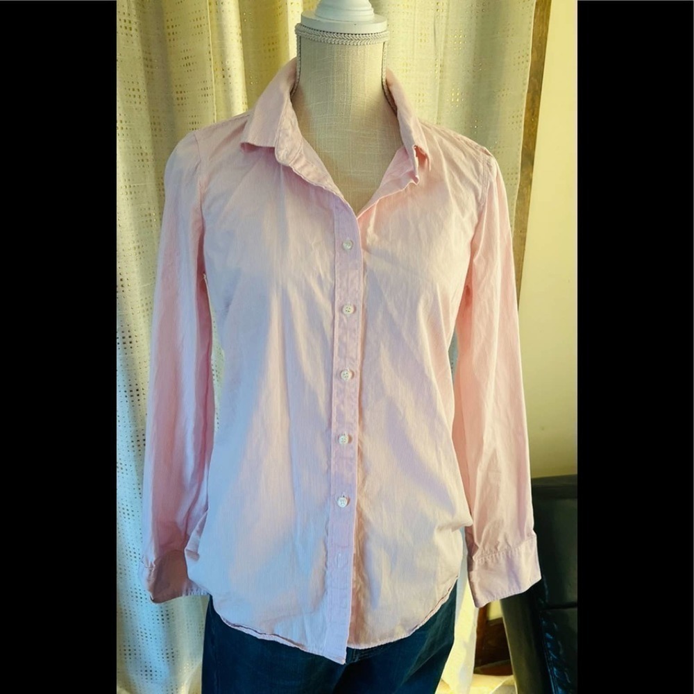 J. Crew Factory Pink Stripe Button Up Shirt Size Small